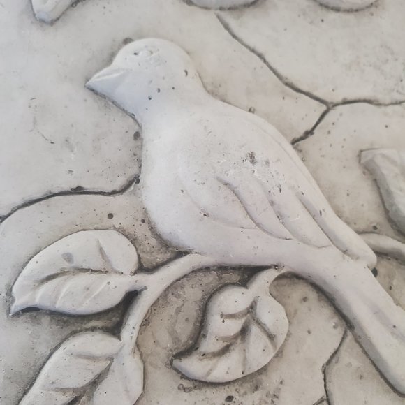 Bird in a Tree Distressed Cement Wall Art Plaque Rustic Farmhouse Cottagecore - Picture 4 of 5